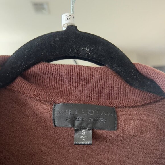 327 Nili Lotan Bentley Quarter Zip Sweatshirt chocolat brown Small Small - Picture 6 of 8